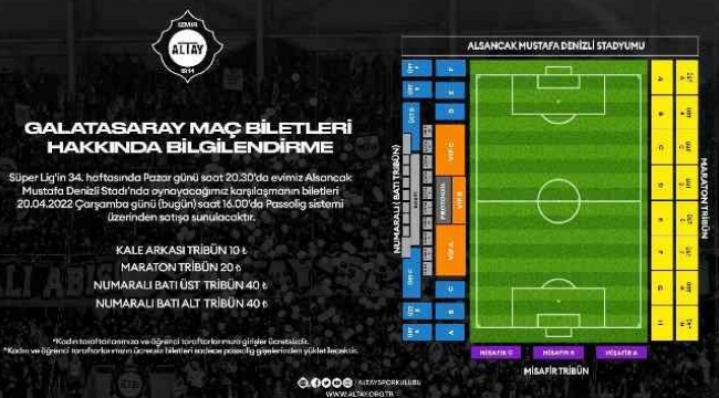 Altay - Galatasaray maçının biletleri satışta