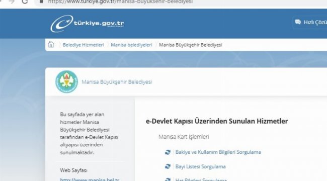 Manisa Kart için e-Devlet'e bir hizmet daha eklendi