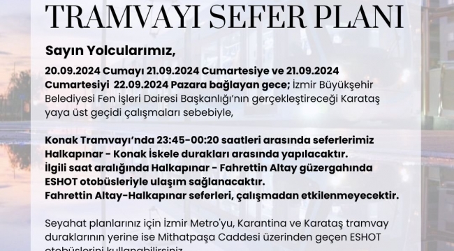 İzmir'de sefer planlarında değişiklik