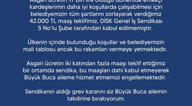 Buca toplu sözleşmede uzlaşamadı